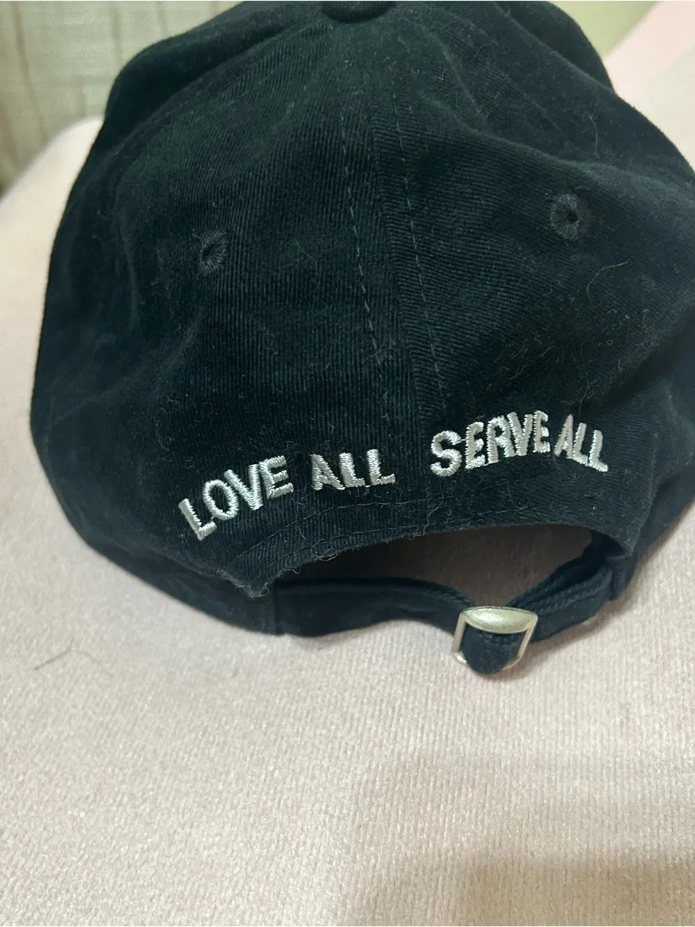 Hard Rock Cafe Black Hat with White Embroidery Vintage New Love all Serve all